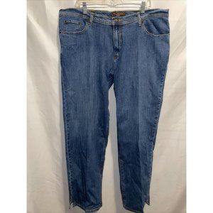 Real Ranch Blue Jeans 5 Pocket Women Sz 24 Regular Boot Cut Split Cuff, Mid Rise